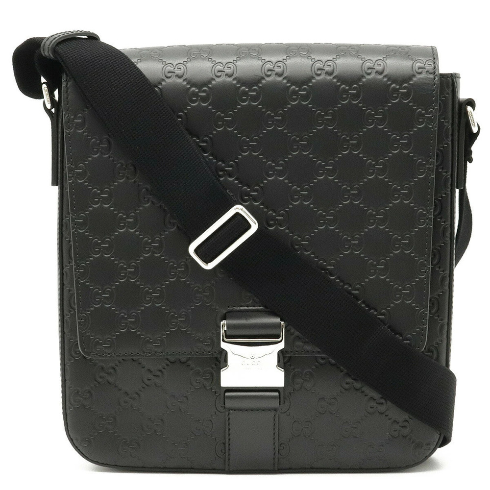 Gucci Guccissima Crossbody Bag Messenger Leather Black